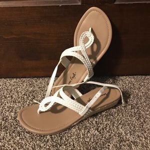 Braided white sandals
